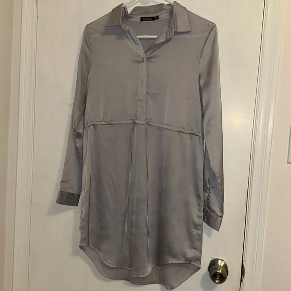 Boohoo Long Sleeve Dress Satin